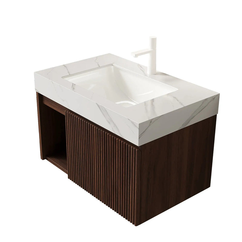 EIDEN 30" Bathroom Vanity & Sink, Floating Storage Cabinet, Carrara by HouseOfZazla