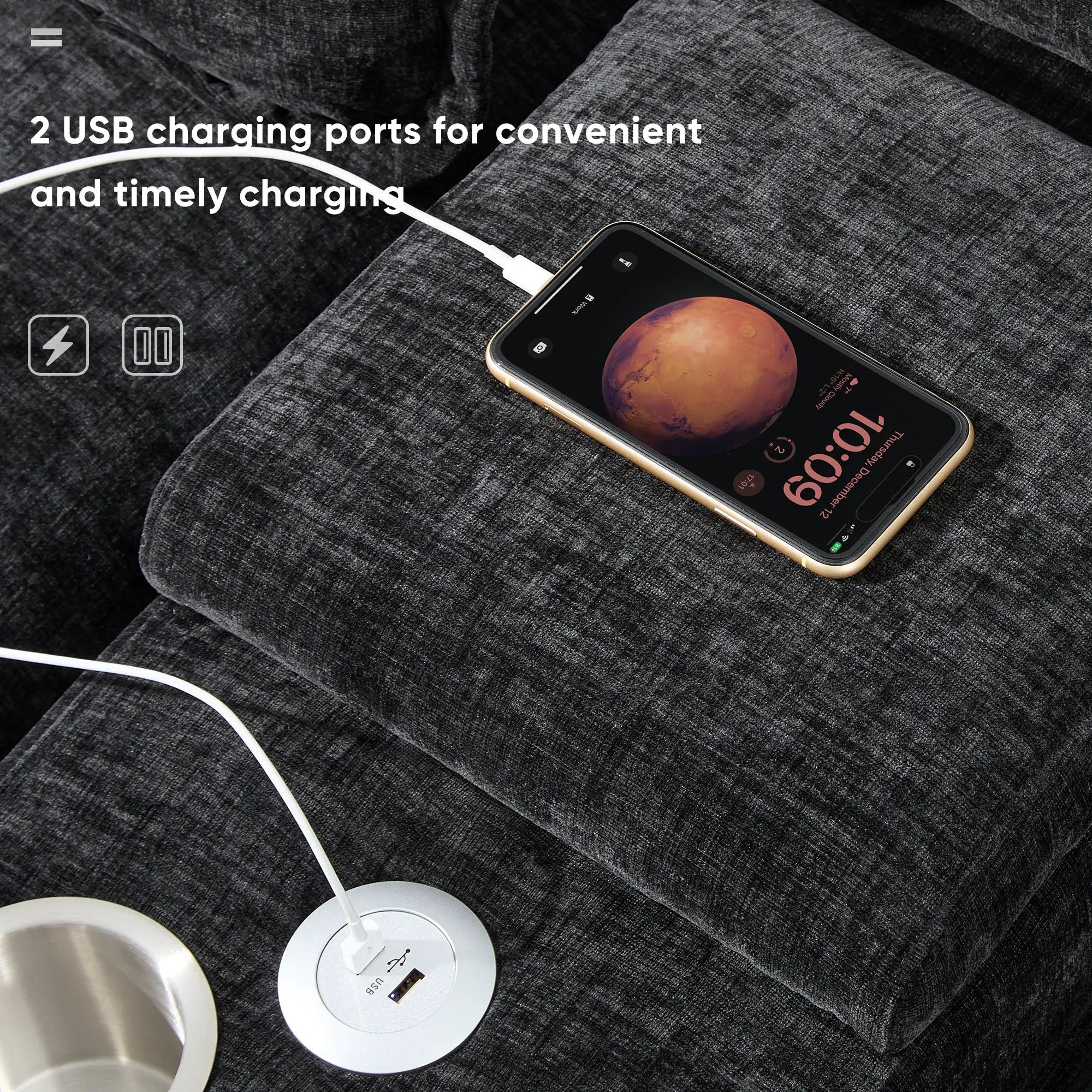 Modern U-Shaped Sectional Sofa with Console and USB Charger by HouseOfZazla
