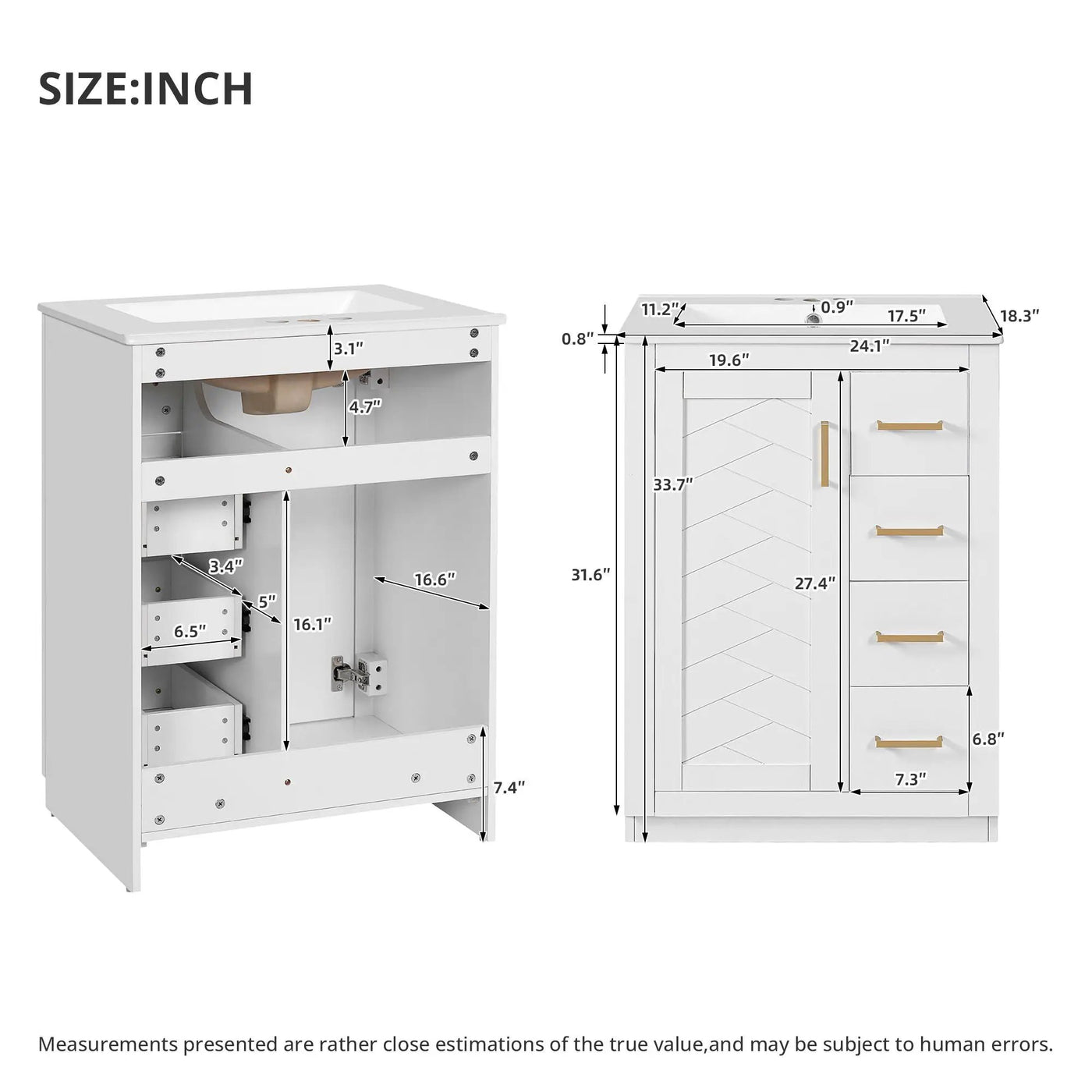Modern Bathroom Vanity With 1 Door And 3 Drawers by Unique Piece Furniture