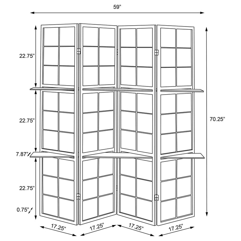 Iggy 4-Panel Room Divider Folding Shoji Screen Cappuccino by Unique Piece Furniture