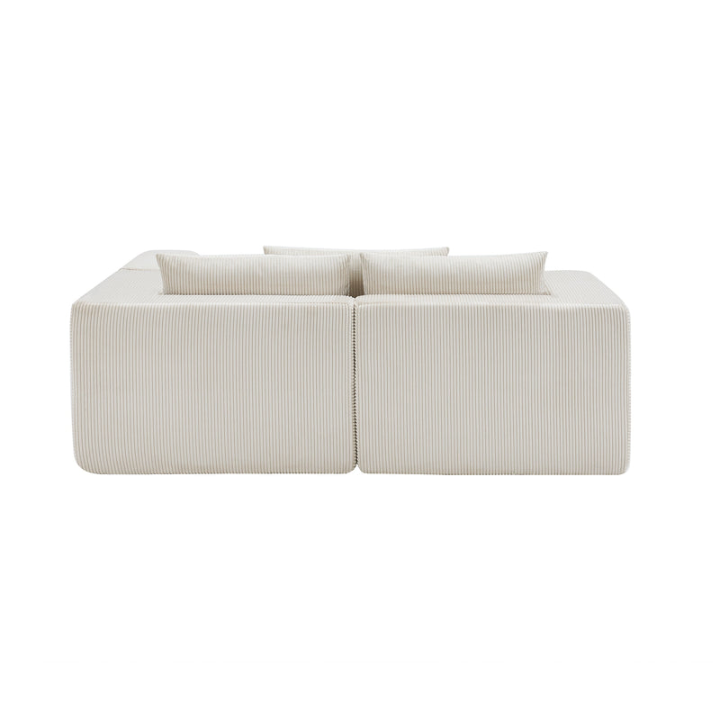 107" Compressed Sectional Sofa (Beige) by HouseOfZazla