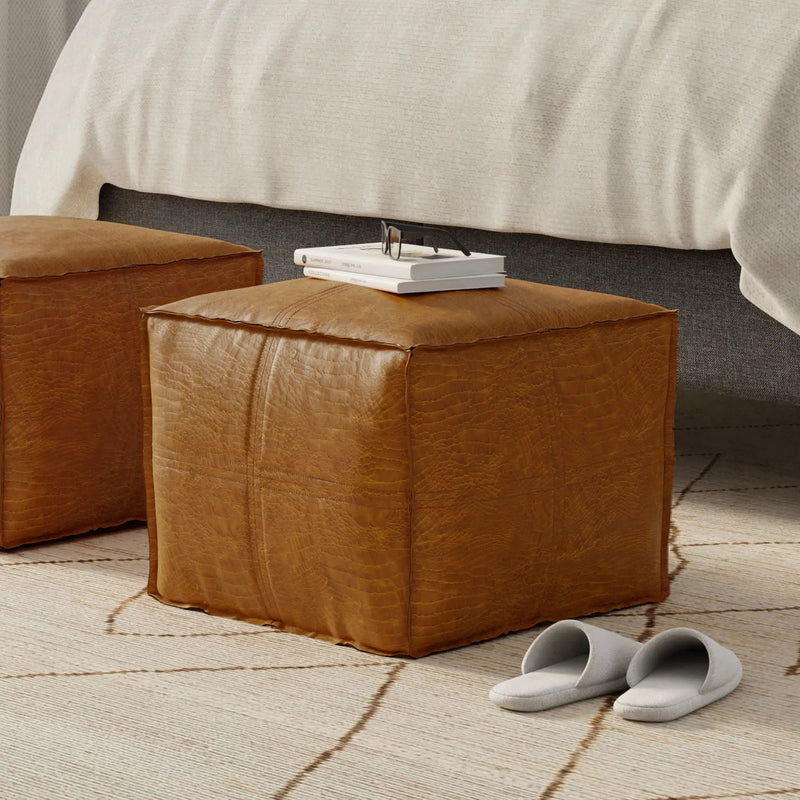 Brody - Square Pouf - Tan by HouseOfZazla