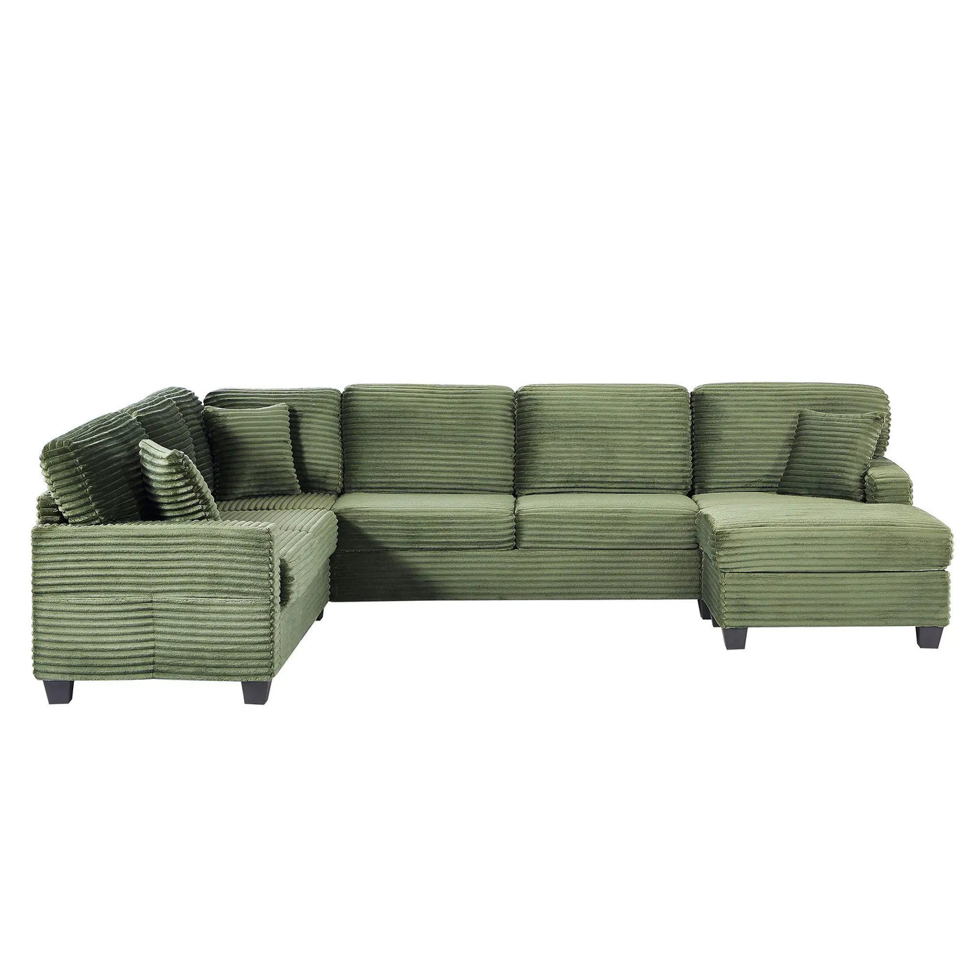 Upholstered U-Shaped Sectional Sofa With Movable Ottoman And Side Storage Pockets by HouseOfZazla