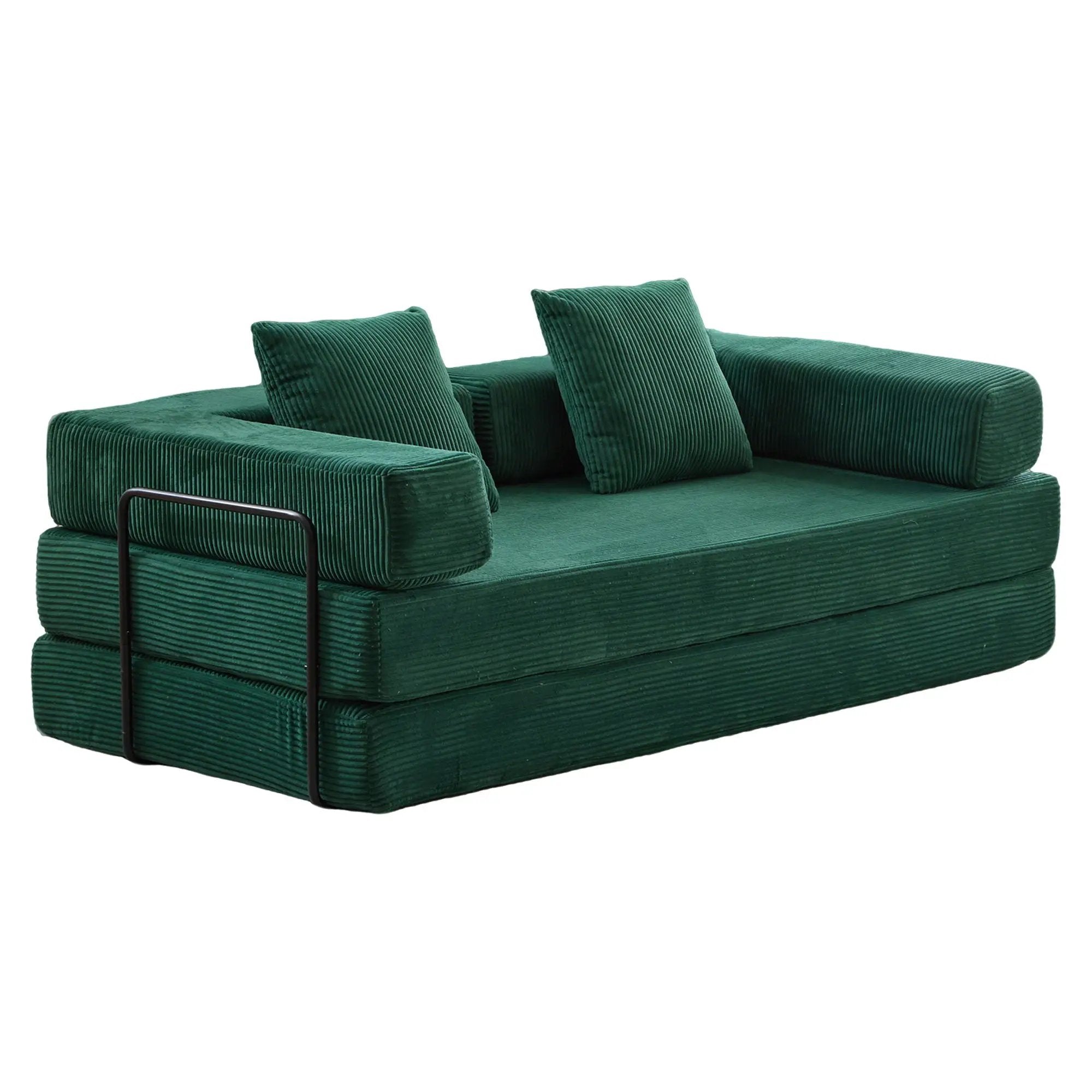 Floor Couch, Convertible Floor Sofa Bed With Pillow Back Support Armrest by HouseOfZazla
