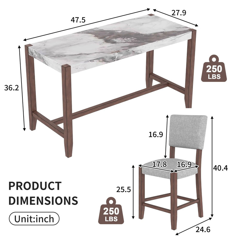 5 Piece Counter Height Dining Set With 4 Upholstered Chairs by Unique Piece Furniture