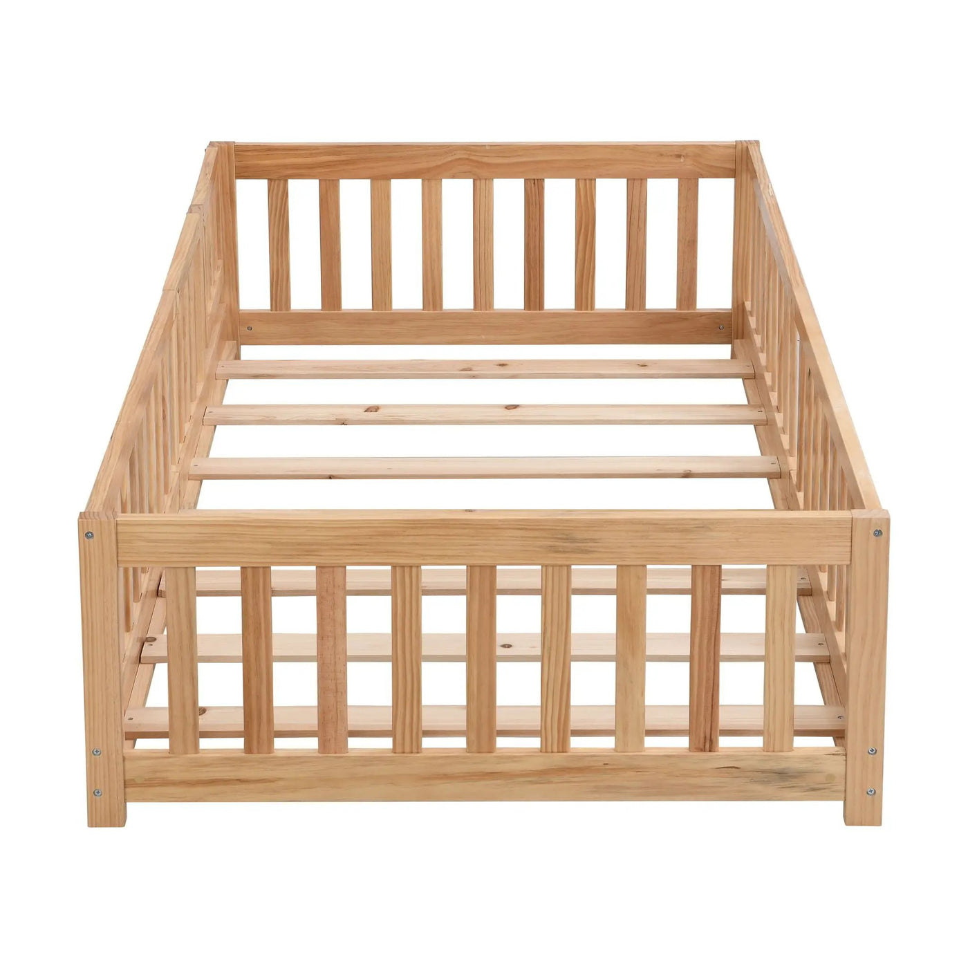 Solid Wood Floor Bed With Door And Fence For Children by HouseOfZazla