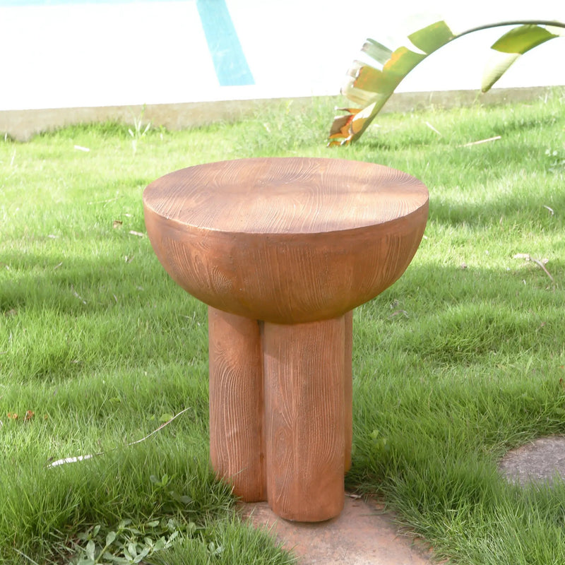 Iris Outdoor Patio Three-Legged Wood-Grain Side Table by HouseOfZazla