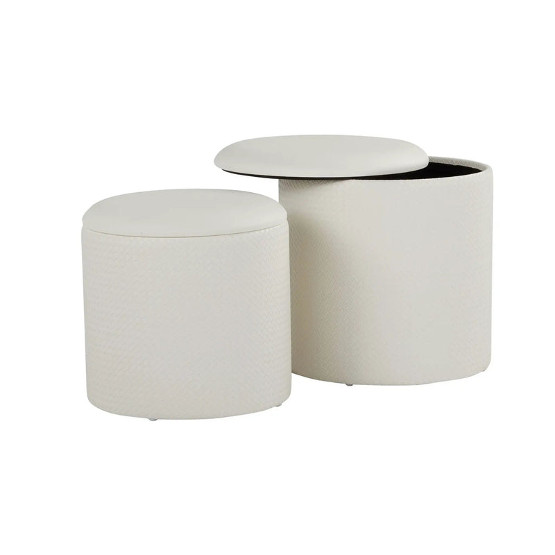 Maverick - Contemporary Nesting Ottoman Set With - Cream by HouseOfZazla