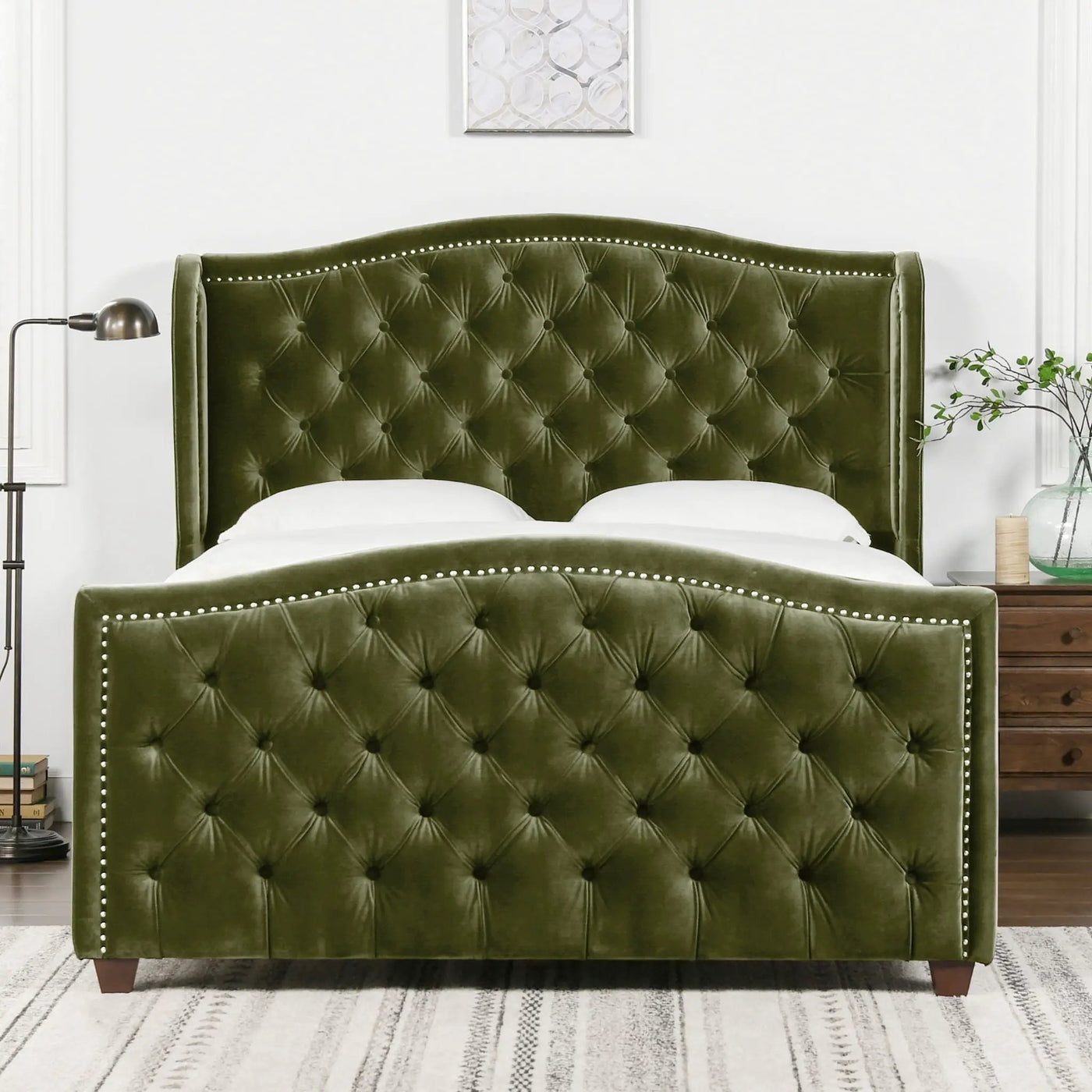 Marcella - Upholstered Shelter Headboard Bed Set by HouseOfZazla