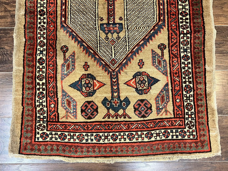 Antique Persian Runner 3 x 7, Camel Hair Runner 3x7 ft, Handmade Hallway Rug, Geometric Design, Tribal Rug, Persian Sarab Rug 3x7 by Jewel Rugs