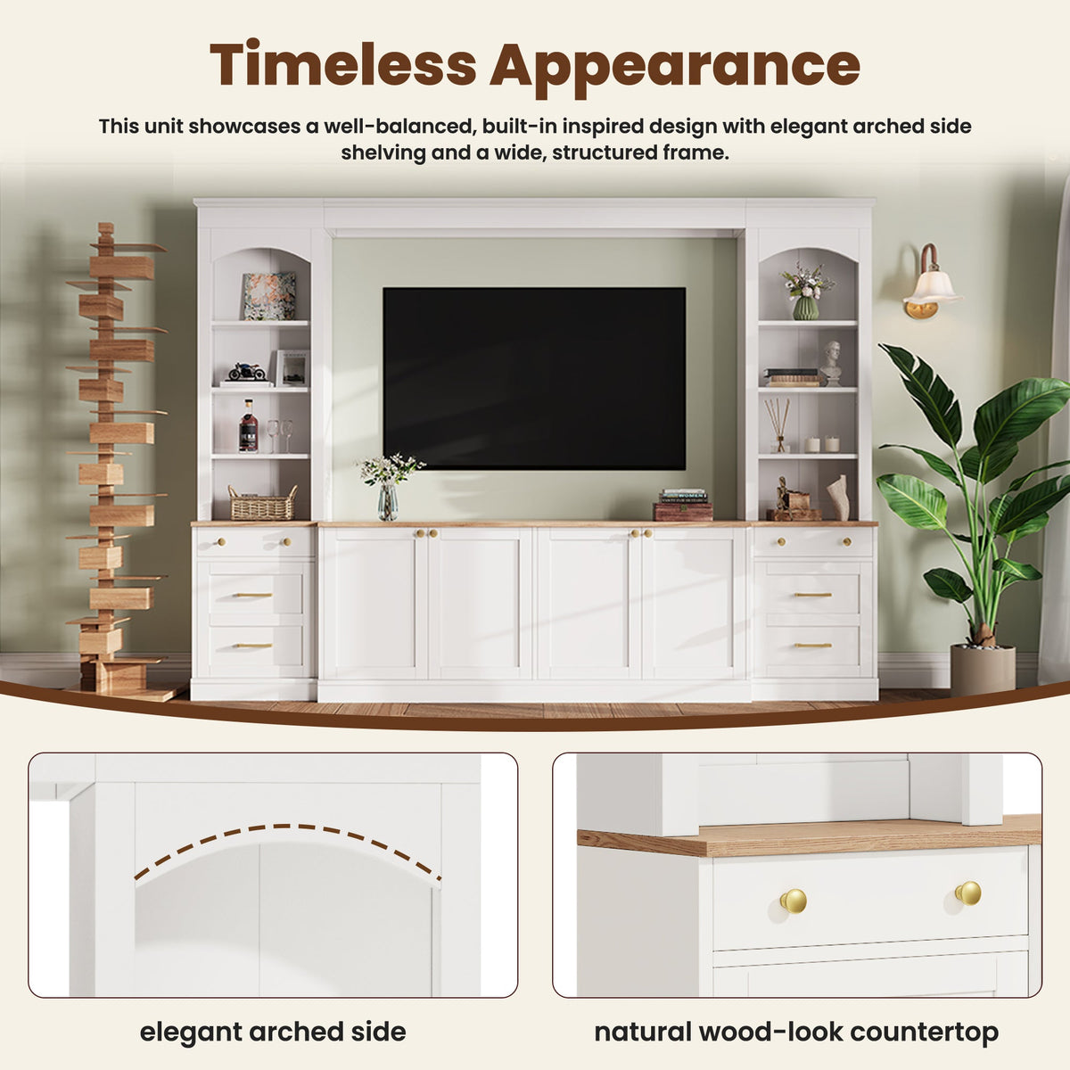 Farmhouse Arched Entertainment Center Wall Unit, photo 3 of 10