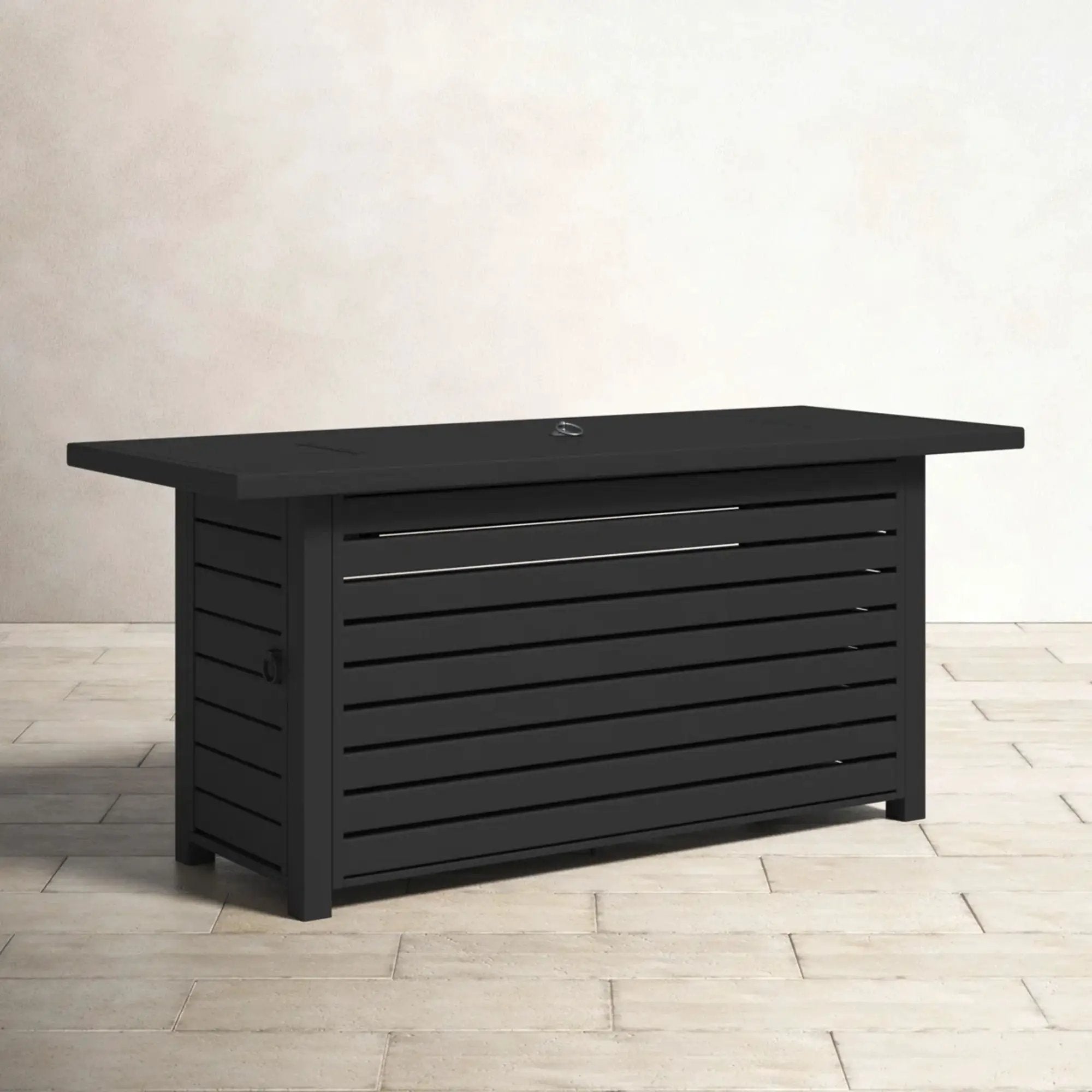 Propane / Gas Outdoor Fire Pit Table With Lid Durable Construction - Black by Unique Piece Furniture
