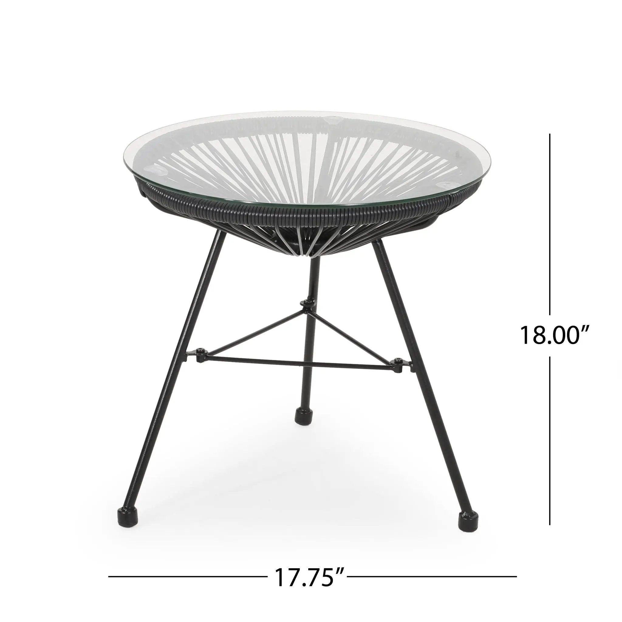 Nusa Modern Rattan Side Table With Tempered Glass Top by HouseOfZazla