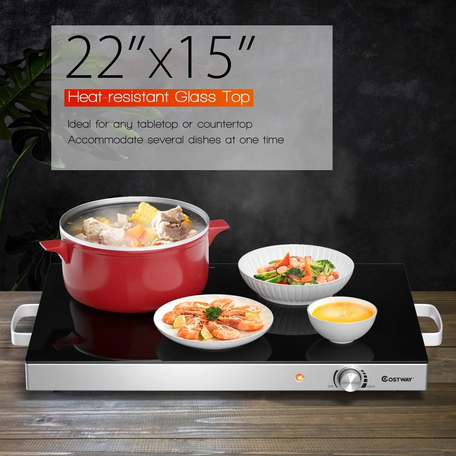 22 x 14 Inch Electric Warming Tray Hot Plate Dish Warmer with Adjustable Temperature by DirectDeals