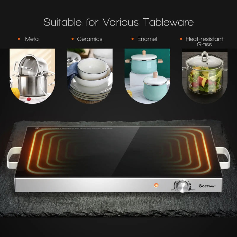 22 x 14 Inch Electric Warming Tray Hot Plate Dish Warmer with Adjustable Temperature by DirectDeals