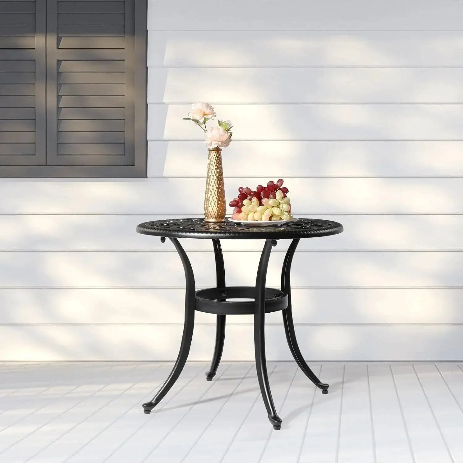 Round Cast Aluminum Patio Side Table by House Of Avana