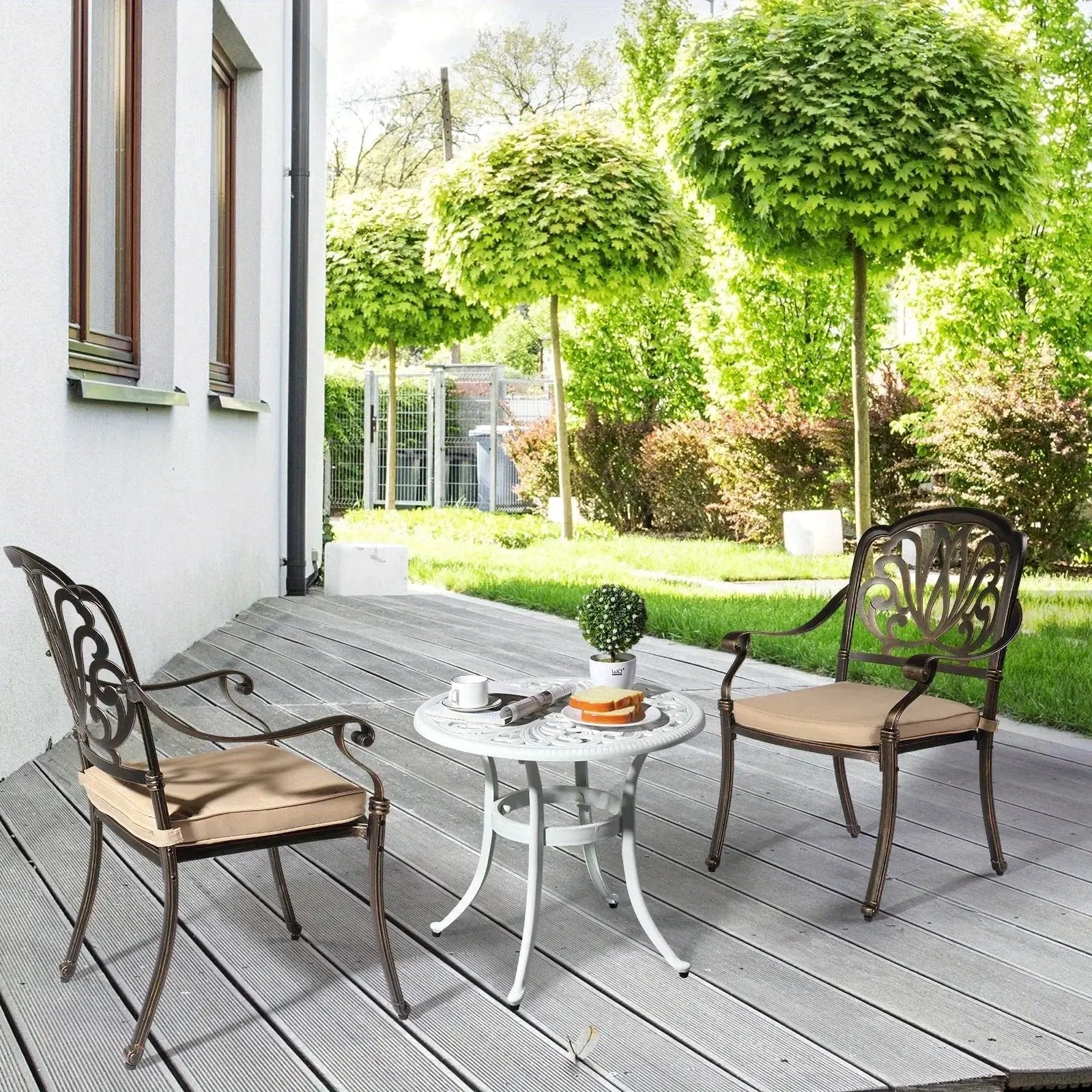 Round Cast Aluminum Patio Side Table by House Of Avana