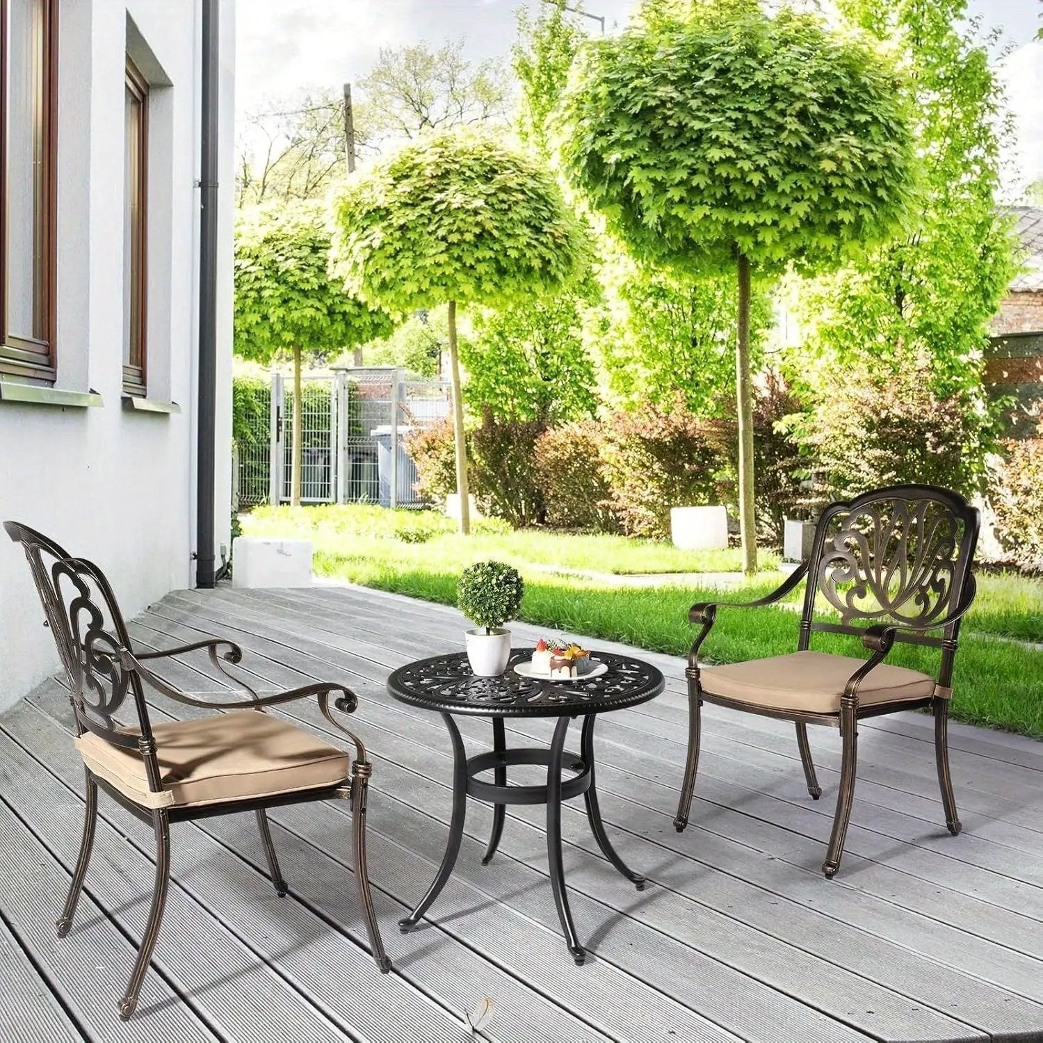 Round Cast Aluminum Patio Side Table by House Of Avana