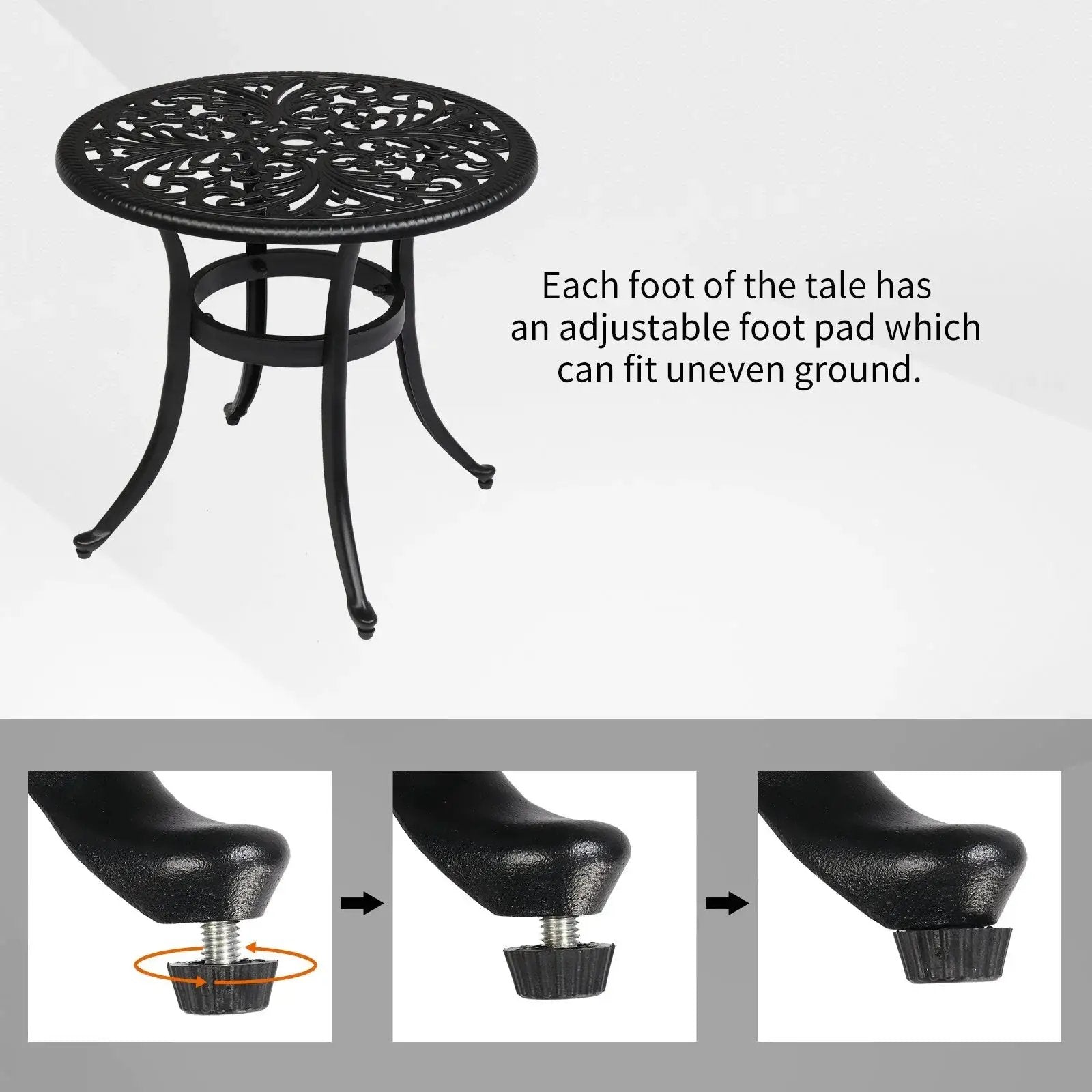 Round Cast Aluminum Patio Side Table by House Of Avana