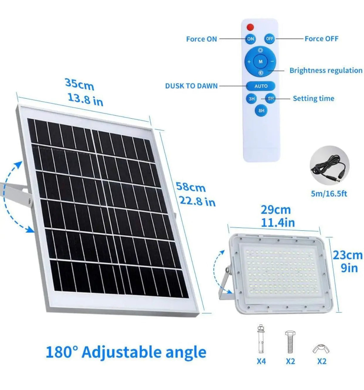2300W LED Solar Aluminum Frame Flood Lights,24000LM Street Flood Light Waterproof with Remote Control by Outdoor Solar Outlet
