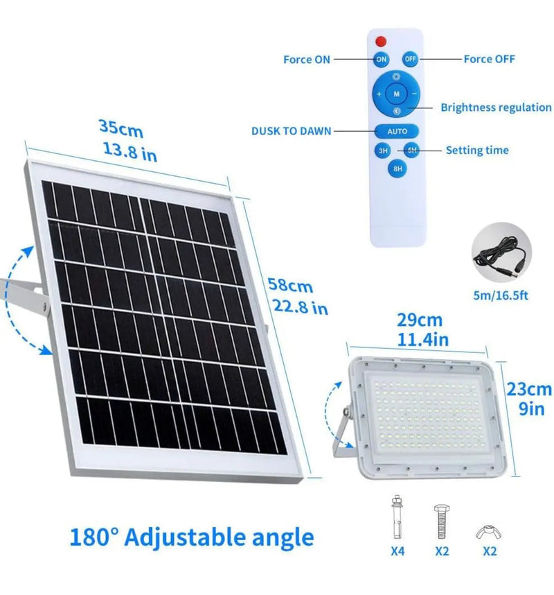 2300W LED Solar Aluminum Frame Flood Lights,24000LM Street Flood Light Waterproof with Remote Control by Outdoor Solar Outlet