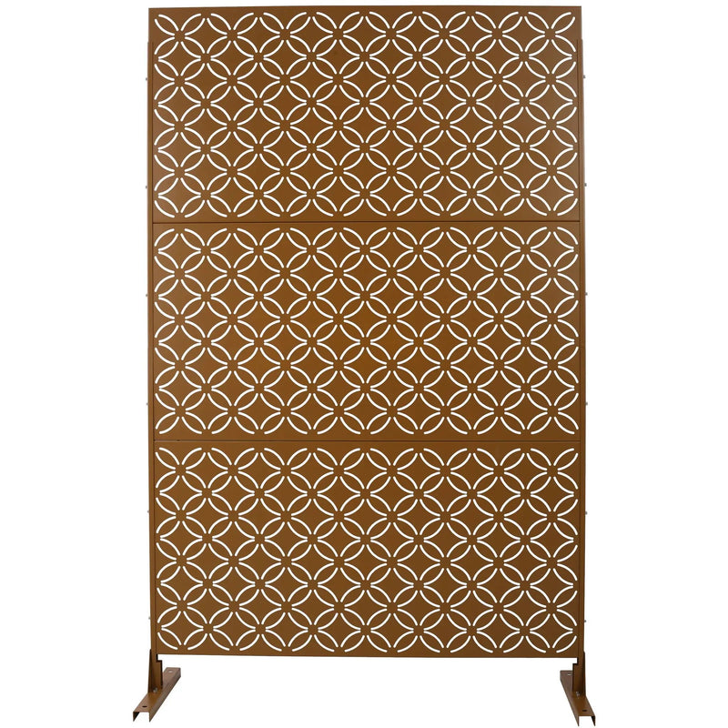 Freestanding Decorative Privacy Screen For Deck Balcony Patio, Metal Privacy - Brown by HouseOfZazla