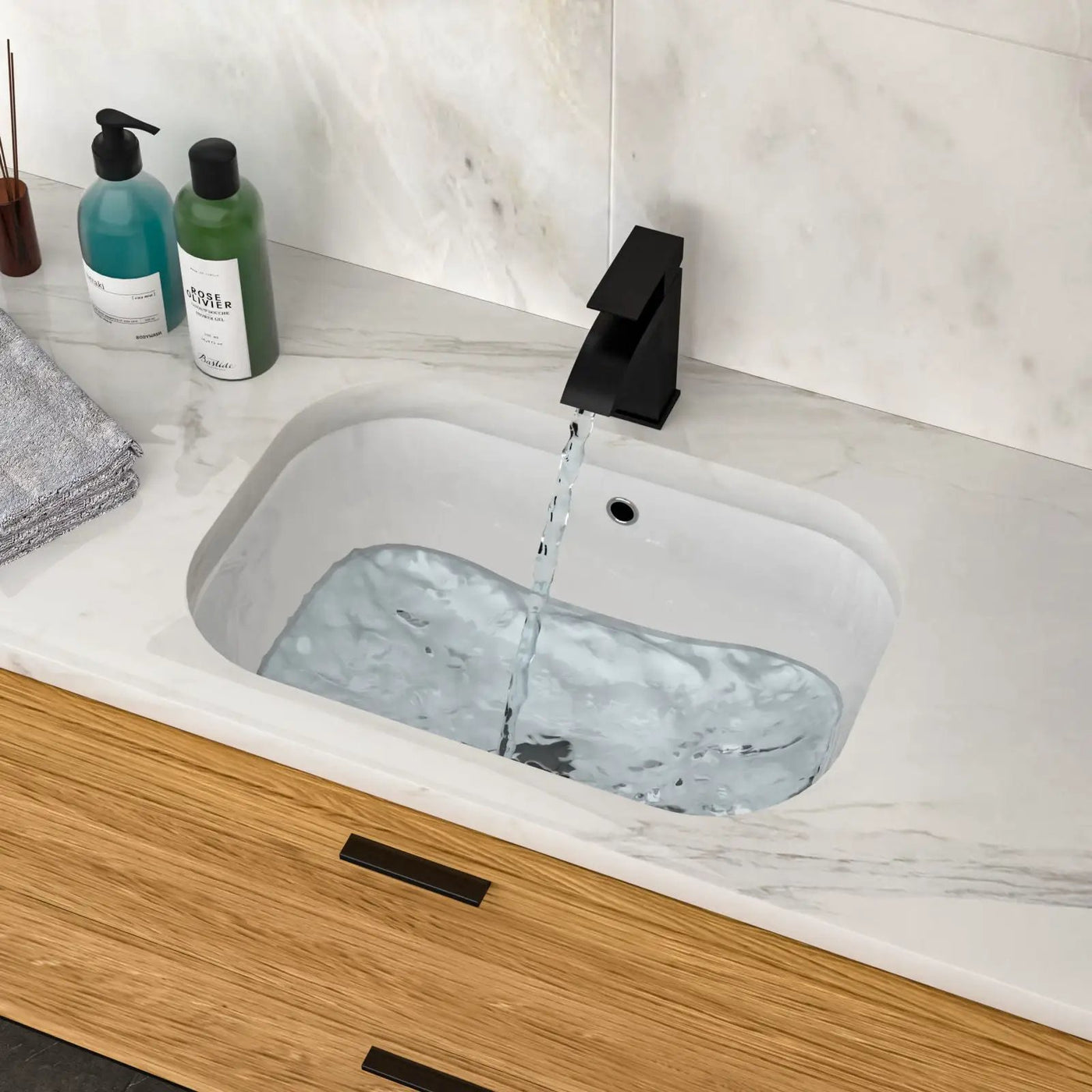 Modern Ceramic Undermount Bathroom Sink With Overflow, High Quality by HouseOfZazla