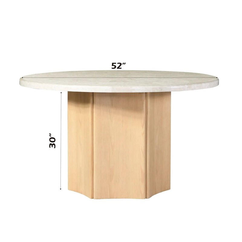 Qwin - Marble Top Round Dining Table - Natural by HouseOfZazla