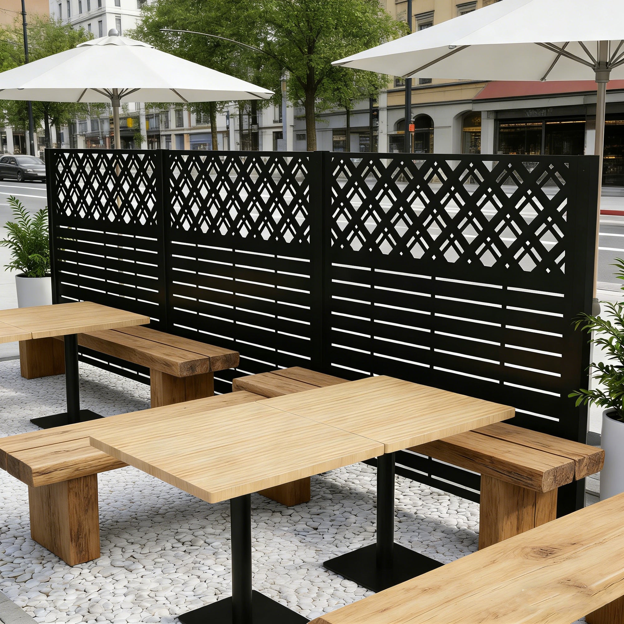 W48'' x H47.3'' x 2 Panels Metal Privacy Screen by HouseOfZazla