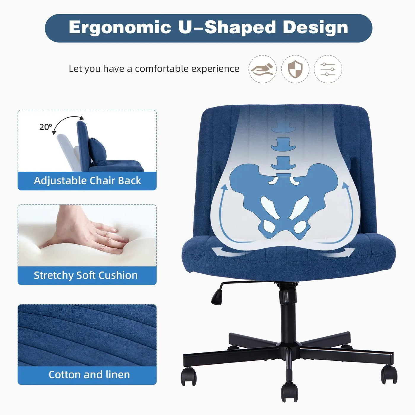 Criss Cross Office Chair With Adjustable Height, Ergonomic Design by HouseOfZazla