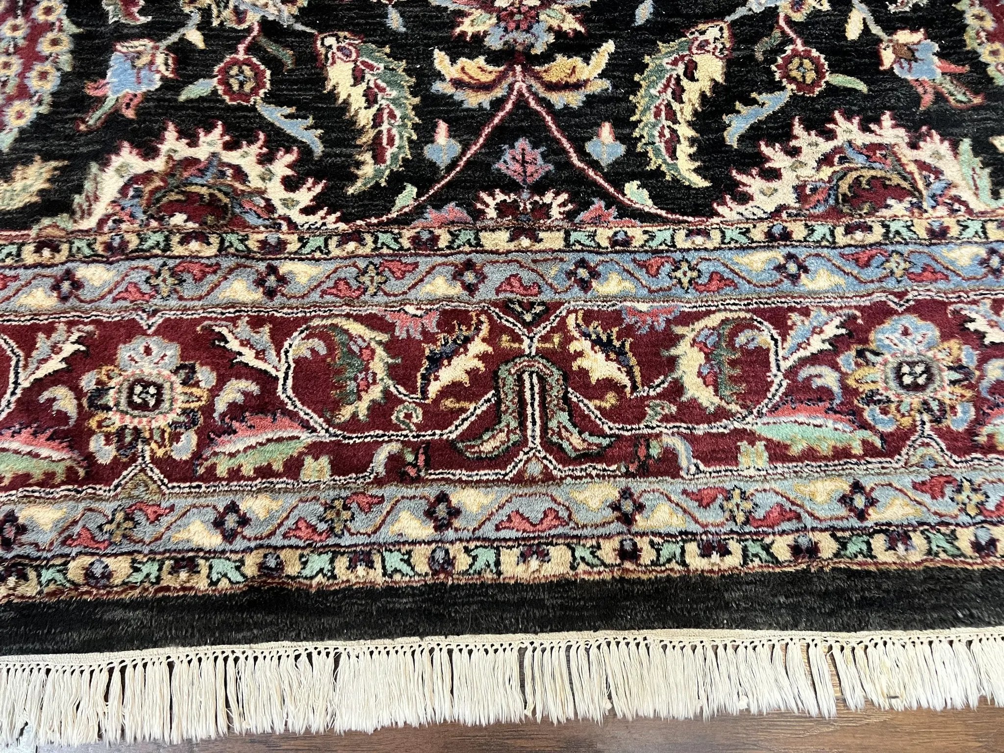 Indo Persian Rug 8x10, Nourison Carpet, Floral, Hand Knotted Vintage Wool Rug by Jewel Rugs