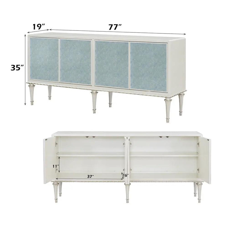 Ansaldo - Console Cabinet - Pearl White & Silver Shimmer by Unique Piece Furniture