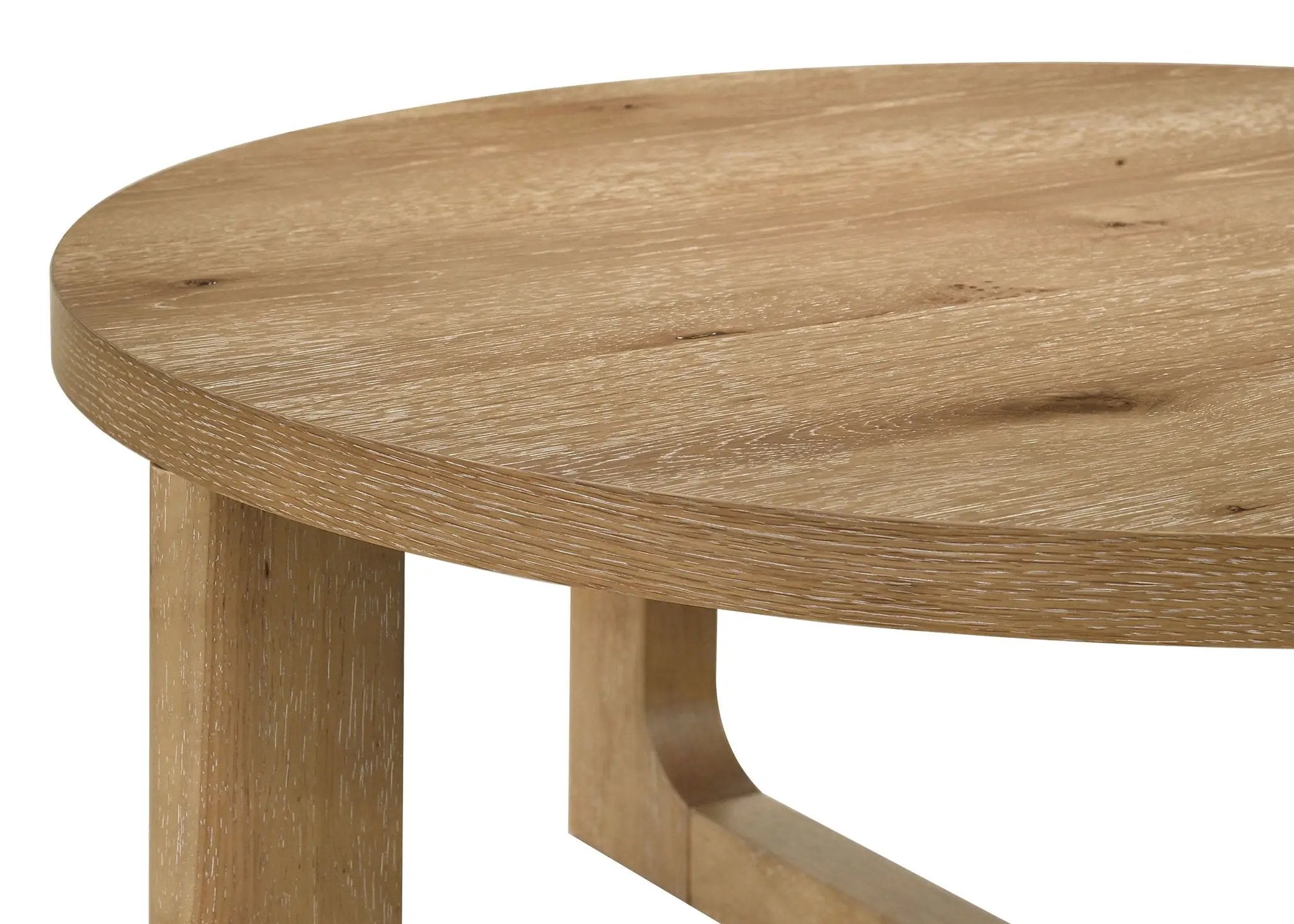 Kessler Round Sculptural Wood End Table Light Oak by Unique Piece Furniture