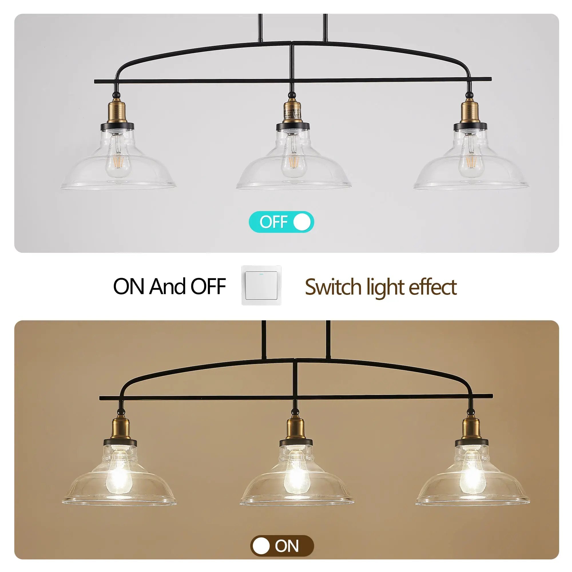 Industrial 3-Light Pendant Chandelier with Clear Glass Shades by HouseOfZazla