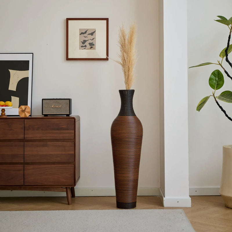 Tall Standing Designer Floor Vases With Elegant 2 Tone Finishes Ideal For Decorating Living Rooms, Bedrooms, Entryways Perfect For Decorating Your Home - Black / Gray by HouseOfZazla