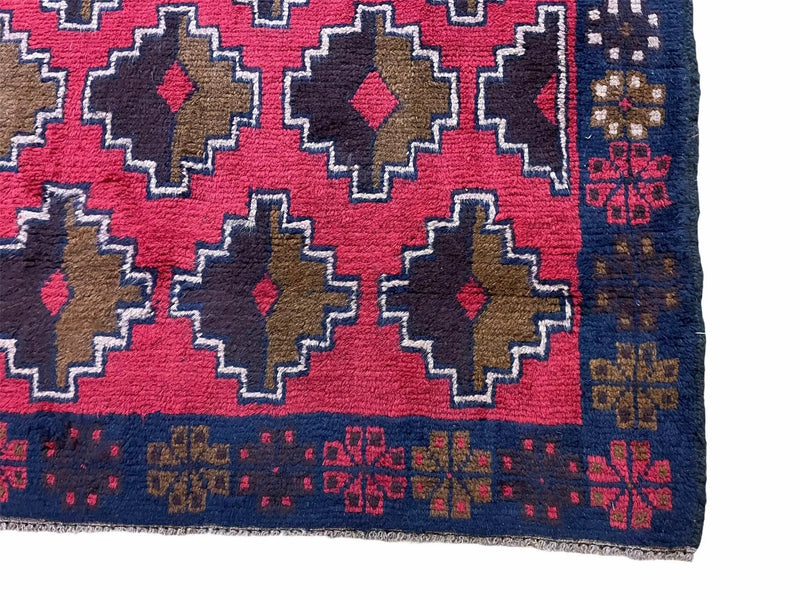 3' X 4' 7" Vintage Handmade Tribal Wool Rug Balouchi Rug Afghan Rug Red Brown by Jewel Rugs