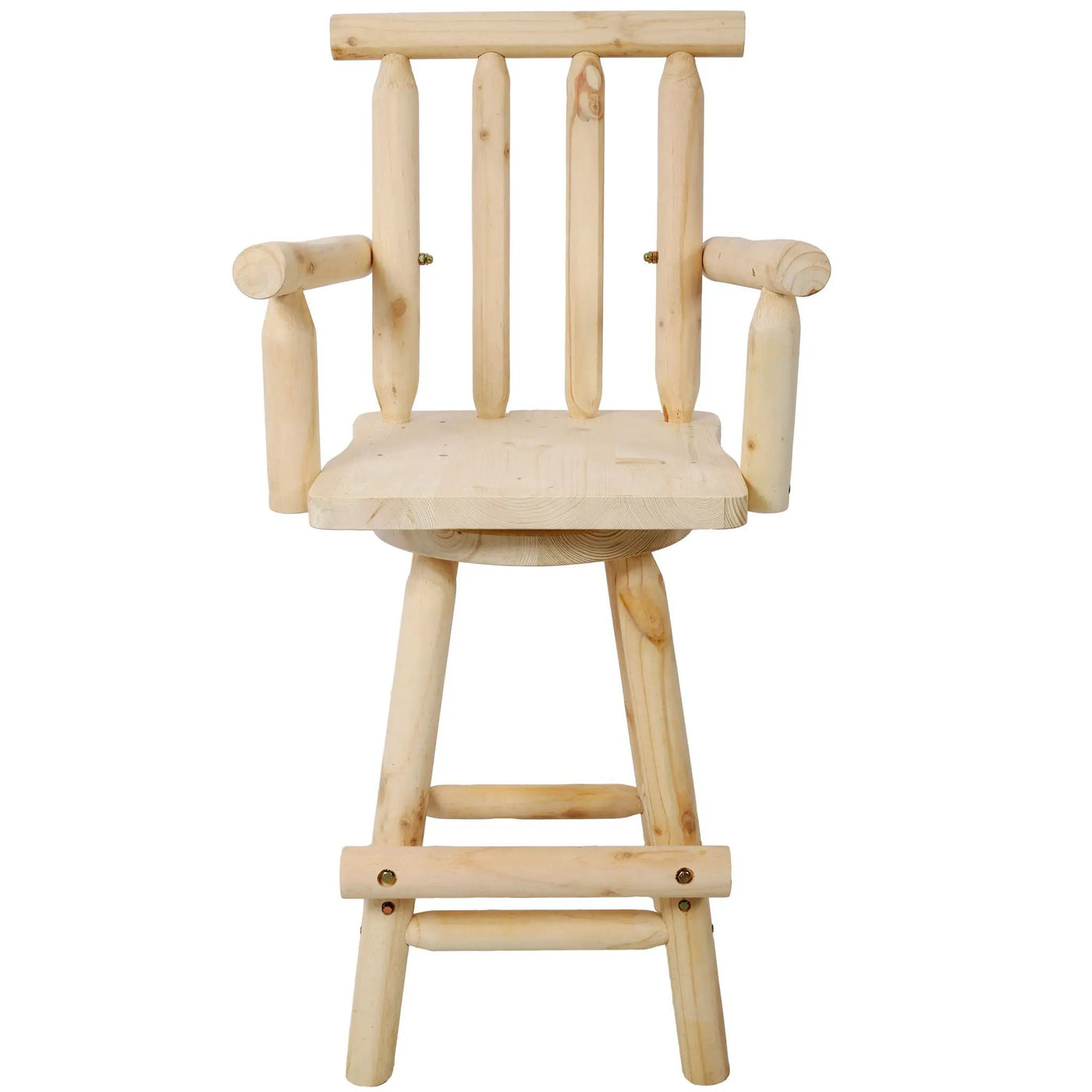 Rustic Bar Stool, Fir Wood Construction, Wide Armrest by HouseOfZazla