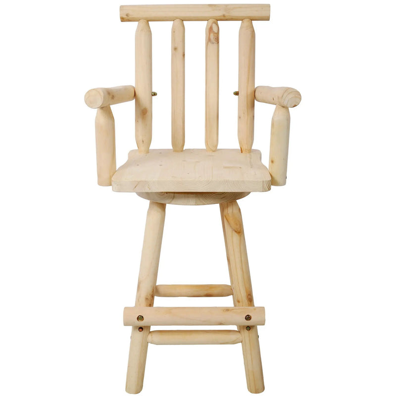 Rustic Bar Stool, Fir Wood Construction, Wide Armrest by Unique Piece Furniture