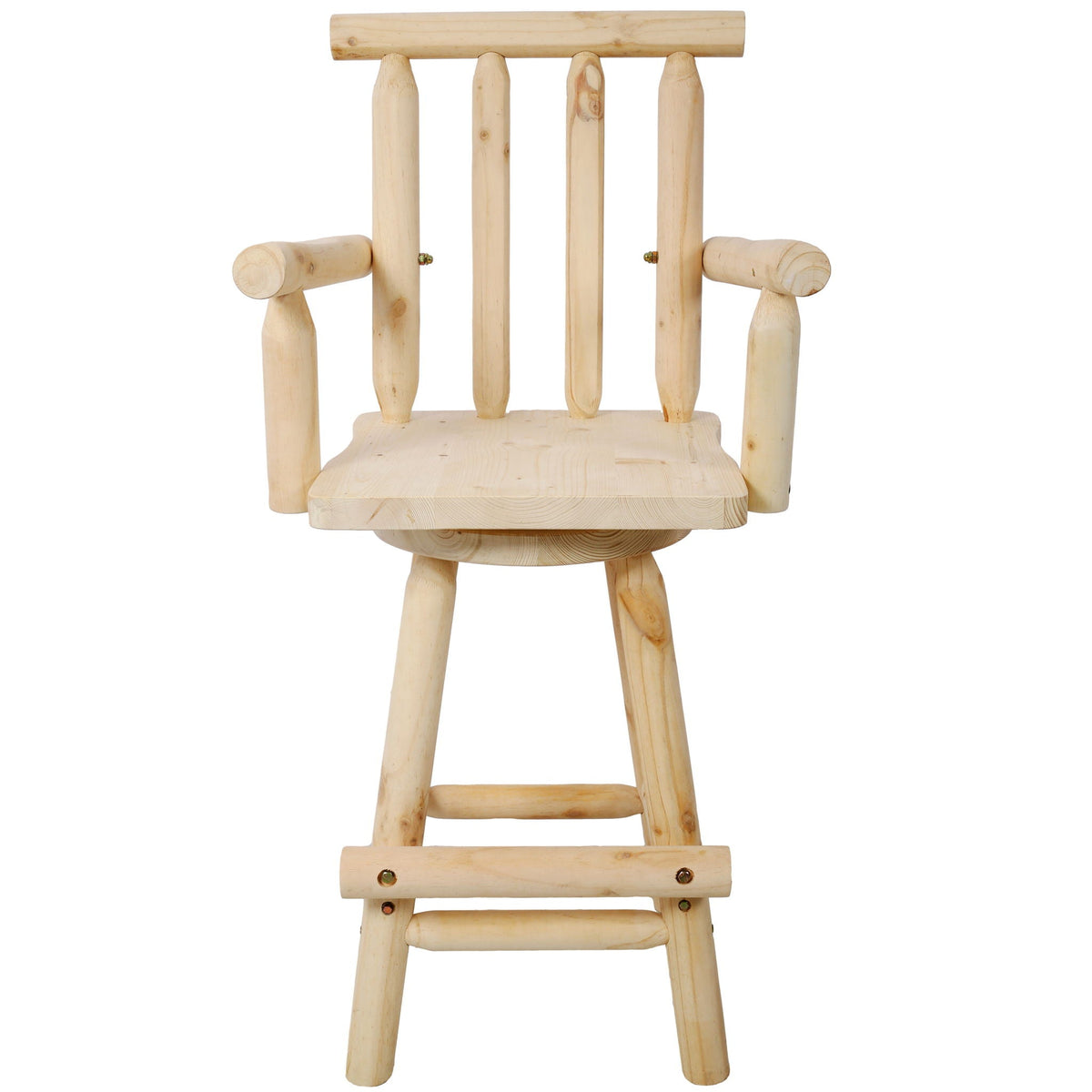 Rustic Bar Stool with Wide Armrest and 360° Swivel - Dark Brown or Light Brown, photo 10 of 37