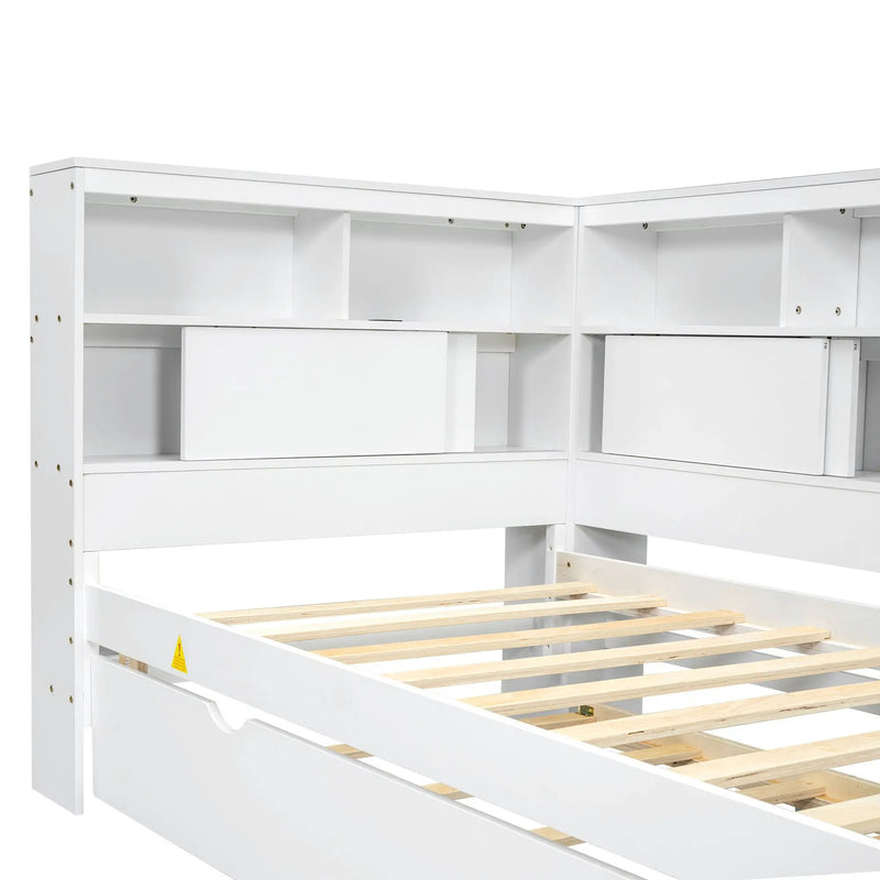 Daybed With Storage Shelves, USB Charging, And Trundle Bed by HouseOfZazla