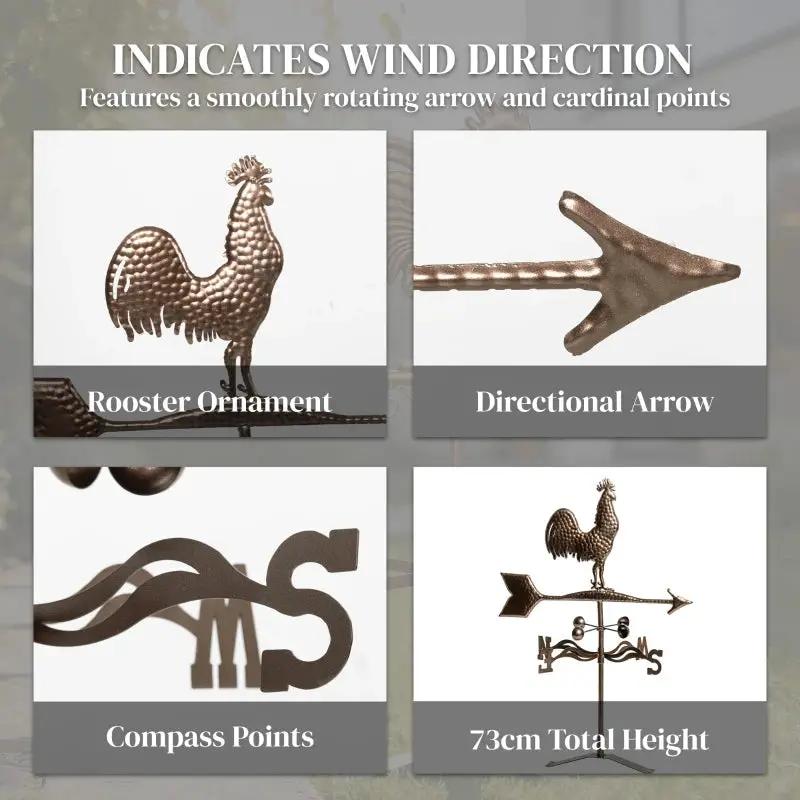 Roof Mount Wind Direction Indicator - Classic Rooster Weathervane by HouseOfZazla
