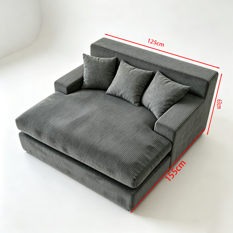 Oversized Corduroy L-Shaped Modular Lazy Sofa, Large Chaise Lounge Bean Bag Chair with Throw Pillows for Living Room Bedroom, photo 8 of 8