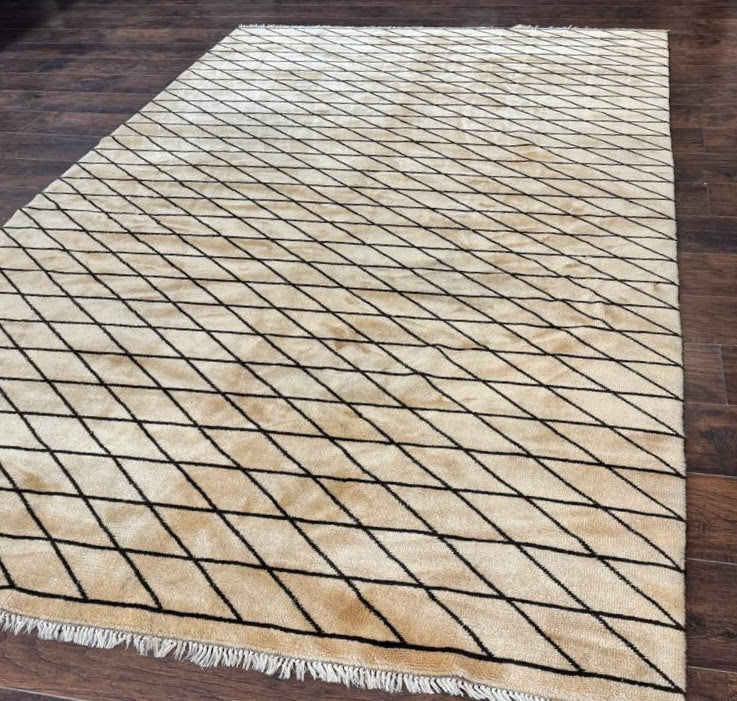German Rug 7x10, Vintage Handmade Carpet, Contemporary by Jewel Rugs