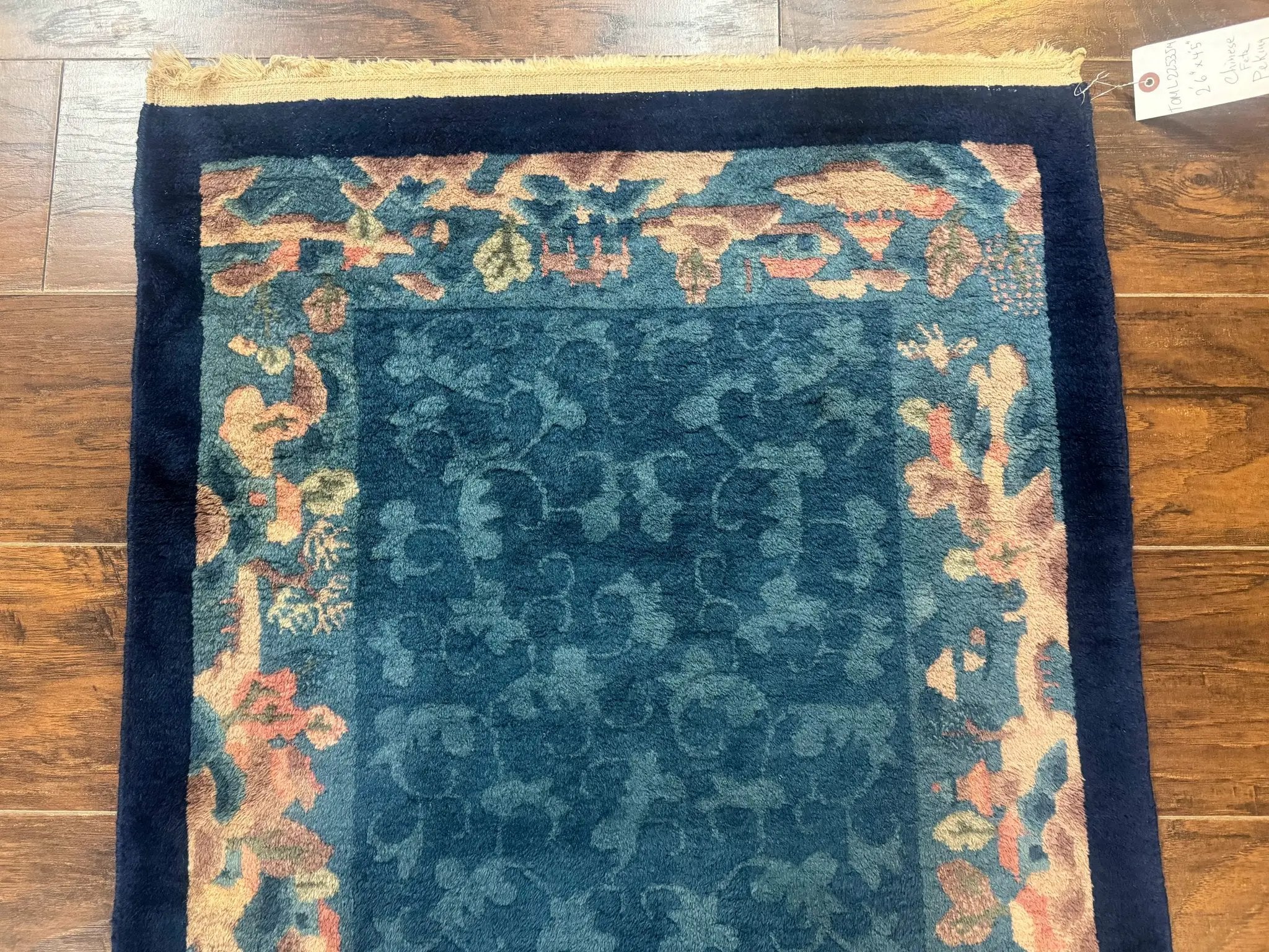 Blue Chinese Wool Rug 2.5 x 4, Peking Rug, Fete Rug, Semi Antique Chinese Carpet by Jewel Rugs