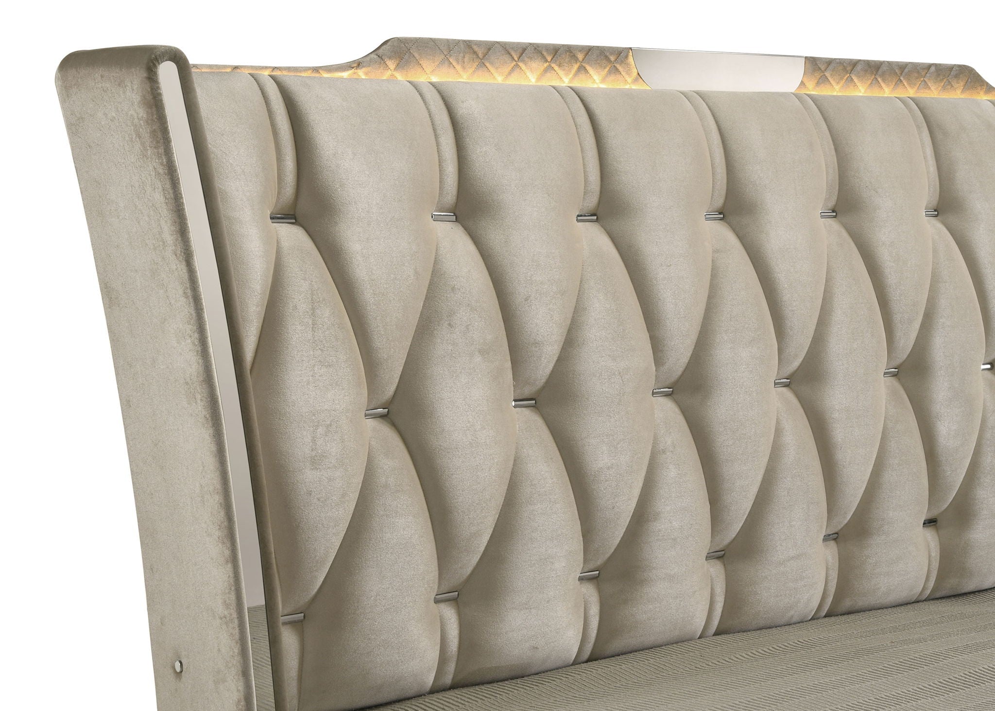 Lorient California King LED Upholstered Bed Ivory and Camel by Unique Piece Furniture