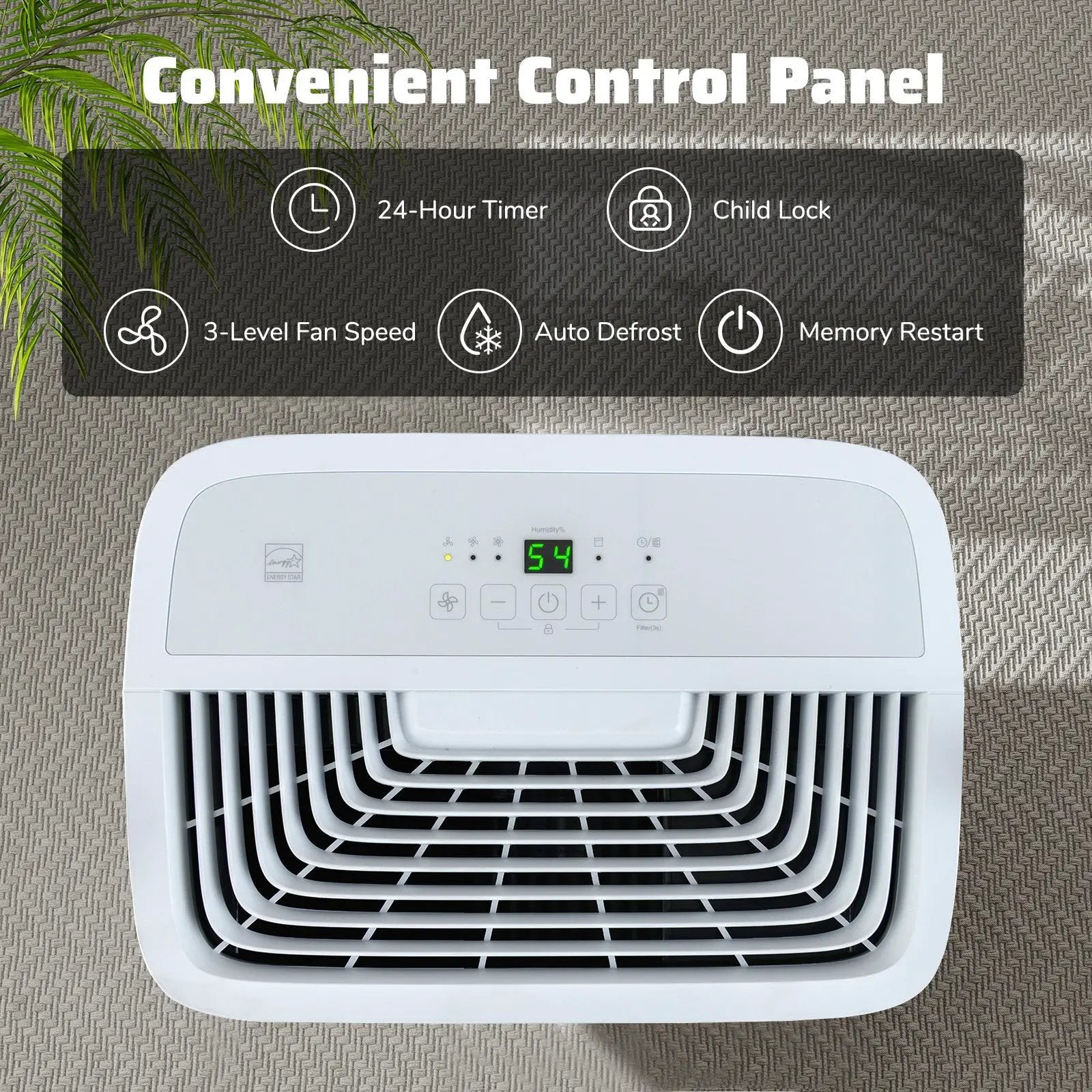 65 Pints Dehumidifier with 24H Timer and LED Display-White by DirectDeals