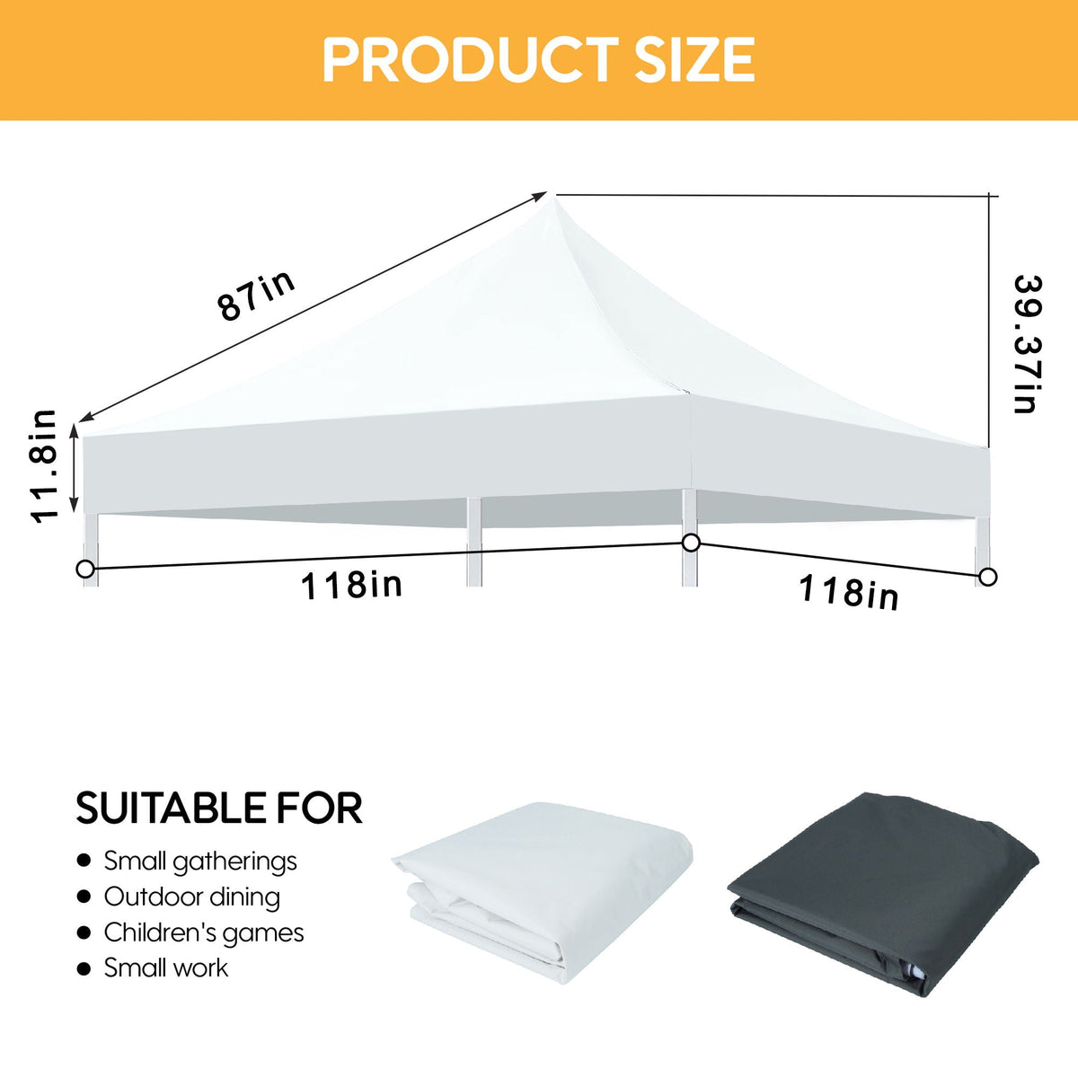 10'x10' Canopy Replacement Top with UPF 50+ Protection - White or Dark Gray, photo 4 of 8