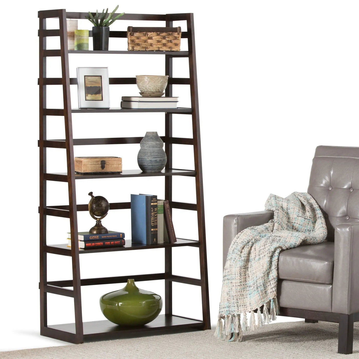 Acadian - Handcrafted Ladder Shelf Bookcase by HouseOfZazla