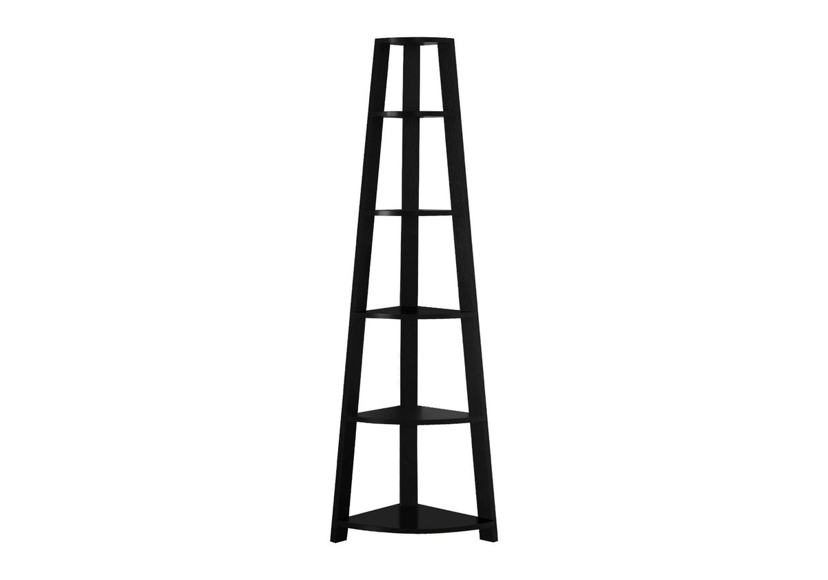 5-Tier Corner Bookshelf with Fixed Shelves - Particle Board, Black, White, Dark Brown, Dark Gray, photo 2 of 16