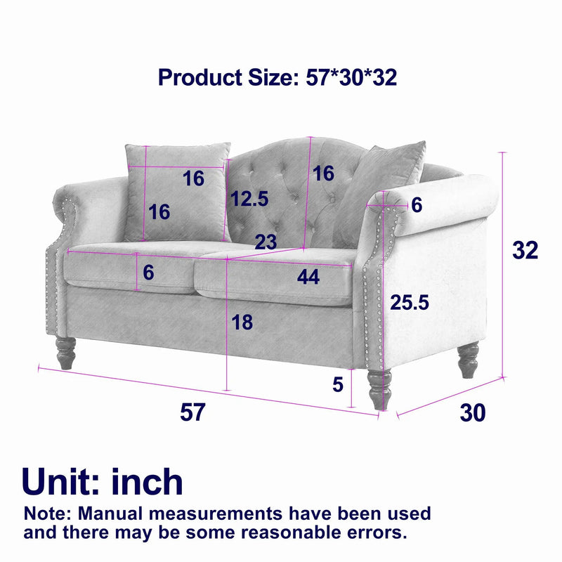 2 Seater Chesterfield Sofa With Rolled Arms And Nailhead Trim For Living Room by HouseOfZazla